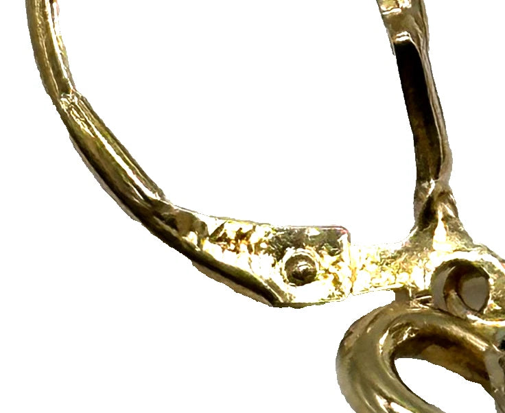 14k yg Diamond Heart Dangle Earrings