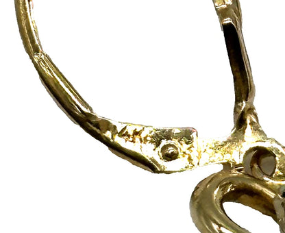 14k yg Diamond Heart Dangle Earrings