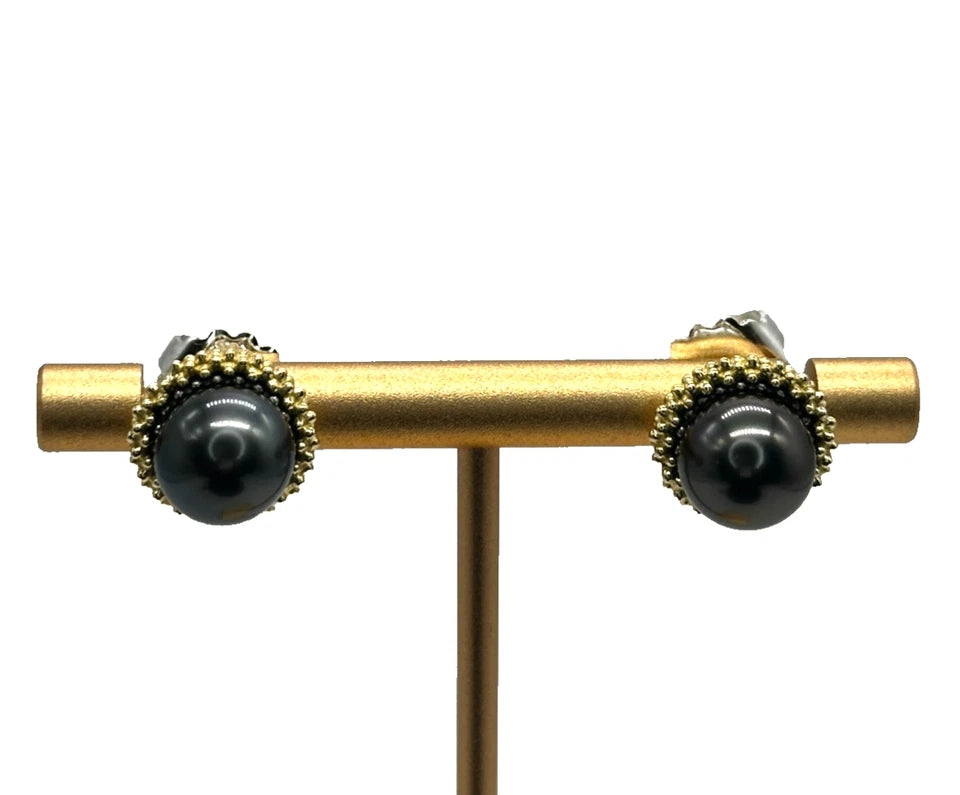 18k/14k/SS LAGOS Tahitian Pearl Stud Earrings