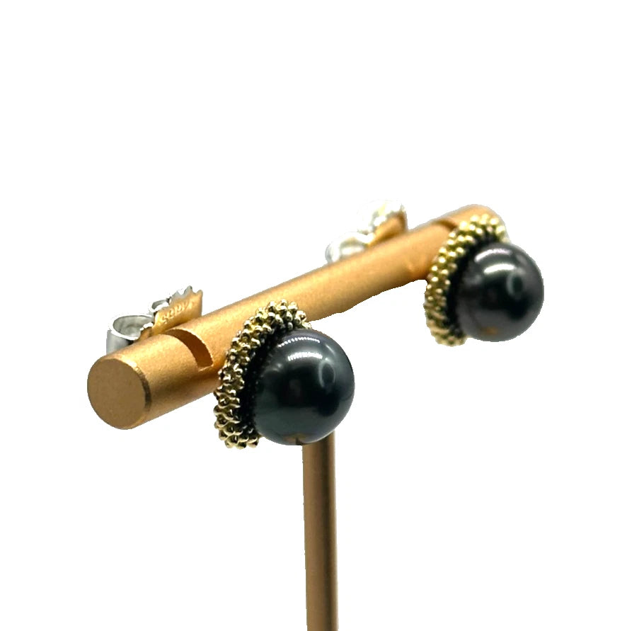 18k/14k/SS LAGOS Tahitian Pearl Stud Earrings
