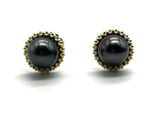 18k/14k/SS LAGOS Tahitian Pearl Stud Earrings