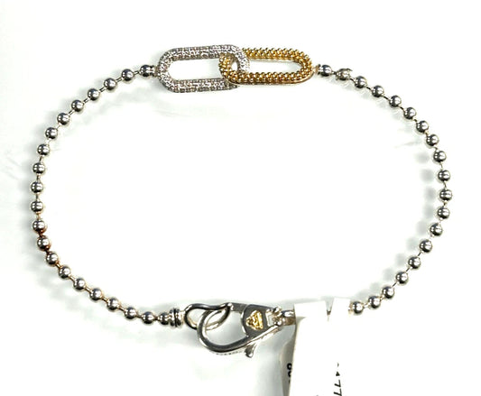 18k/SS LAGOS Caviar Lux-Clip Diamond Beaded Link Bracelet