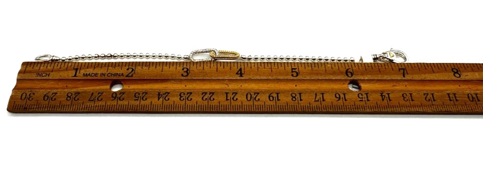 18k/SS LAGOS Caviar Lux-Clip Diamond Beaded Link Bracelet