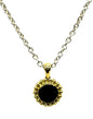 18k yg/SS LAGOS Beaded Bezel Set Circle Black Onyx Necklace