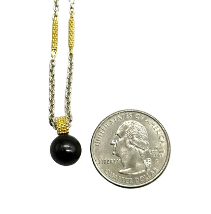 18k yg/SS LAGOS Two-Tone Tahitian Pearl Necklace