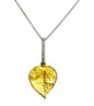 19k & 18k Two-Tone Leaf Necklace w/ Diamonds