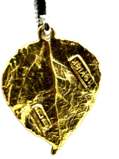 19k & 18k Two-Tone Leaf Necklace w/ Diamonds