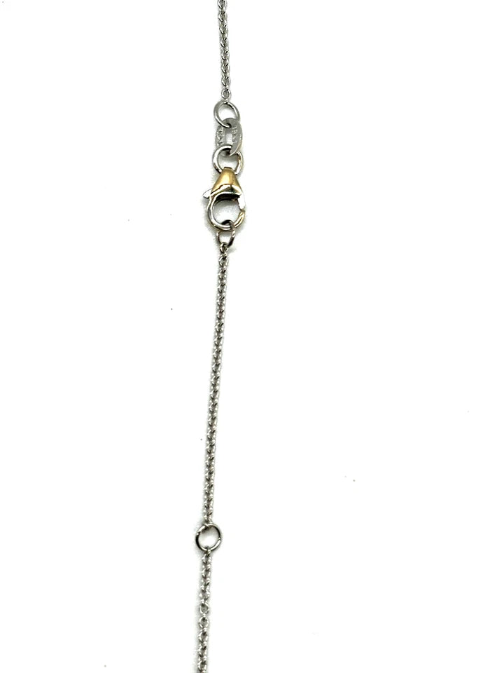 19k & 18k Two-Tone Leaf Necklace w/ Diamonds