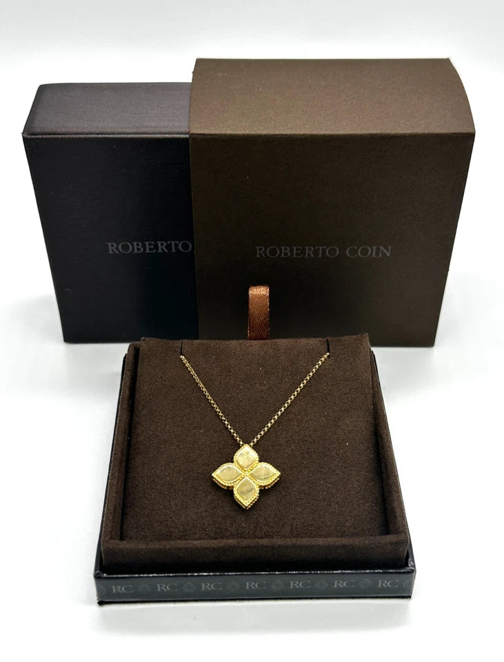 18k yg Roberto Coin Princess Flower Necklace