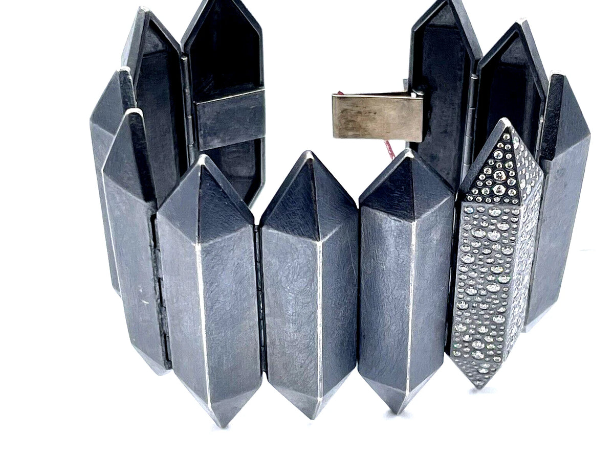 Todd Reed Bracelet, SS w/Patina & 3.69ct G-H, VS1-2 White Brilliant cut Diamonds