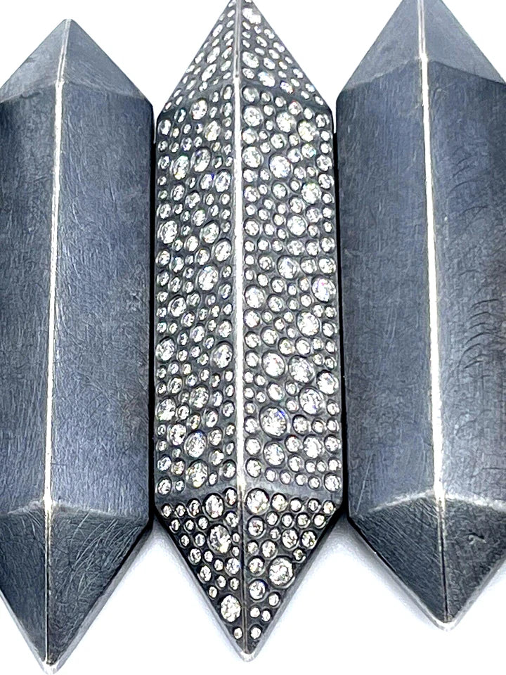 Todd Reed Bracelet, SS w/Patina & 3.69ct G-H, VS1-2 White Brilliant cut Diamonds